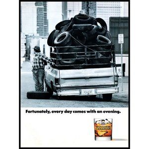 1991 Windsor Canadian Whiskey Vintage Print Ad Downtown City Pickup Truck Photo